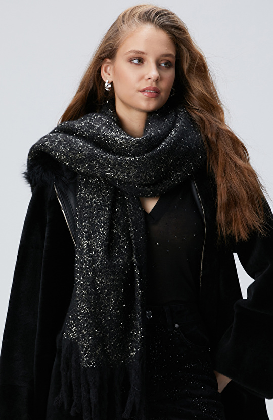 Siyah Lureksli Kadın Atkı