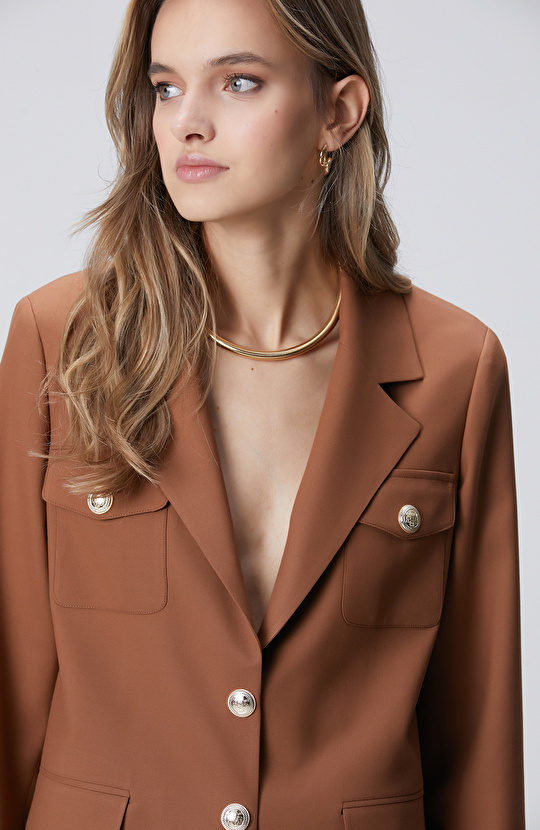 Camel Yün Karışımlı Ceket