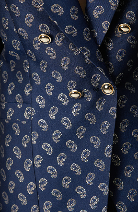 Lacivert Jakar Desenli Ceket