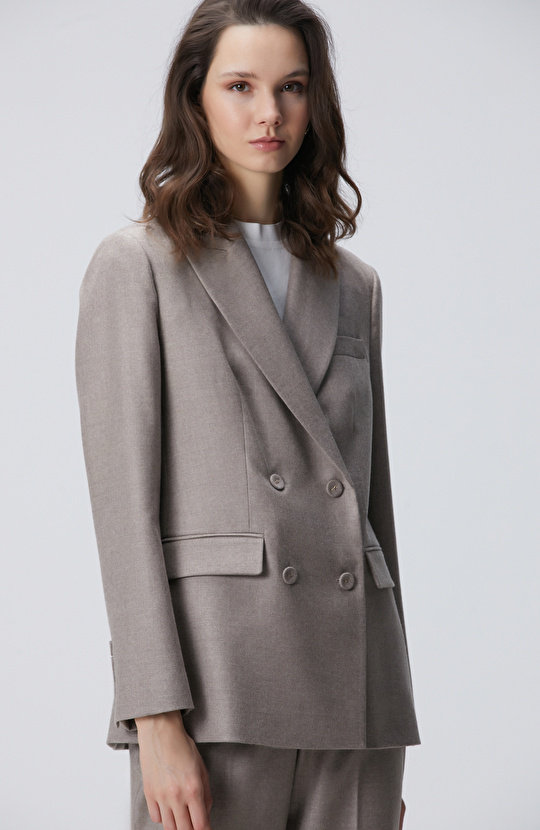 Limited Vizon Kaşmir Karışımlı Yün Ceket