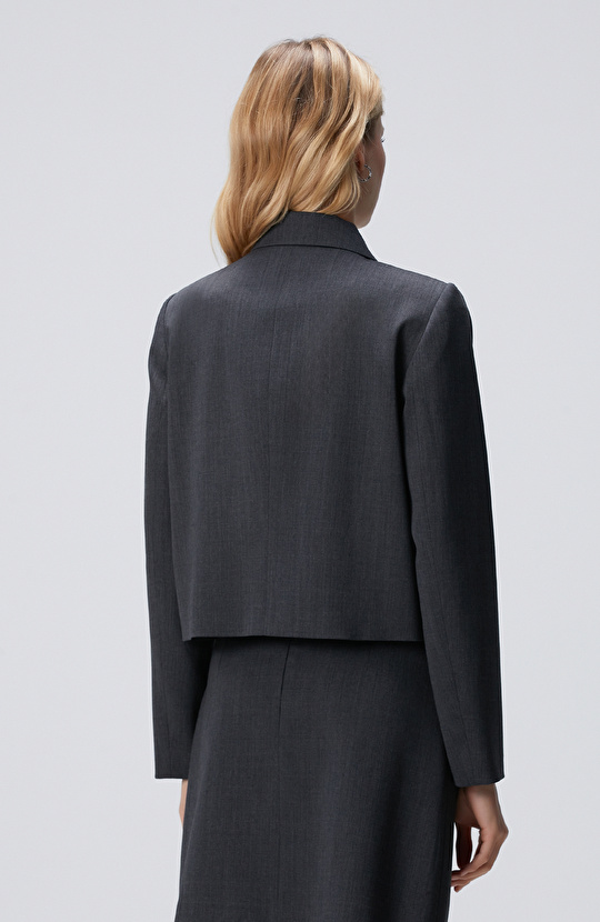 Koyu Gri Yün Karışımlı Ceket