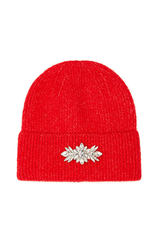 Kırmızı Kadın Yün Karışımlı Bere