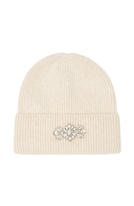 Ekru Kadın Yün Karışımlı Bere