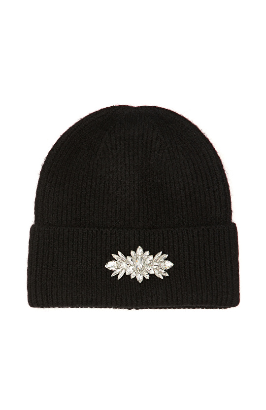 Siyah Kadın Yün Karışımlı Bere