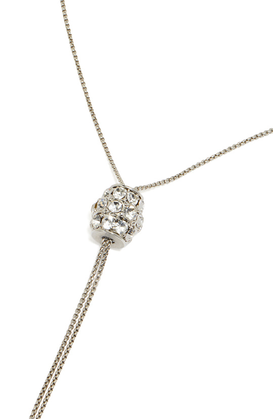 Silver Gümüş Rengi Taşlı Kolye