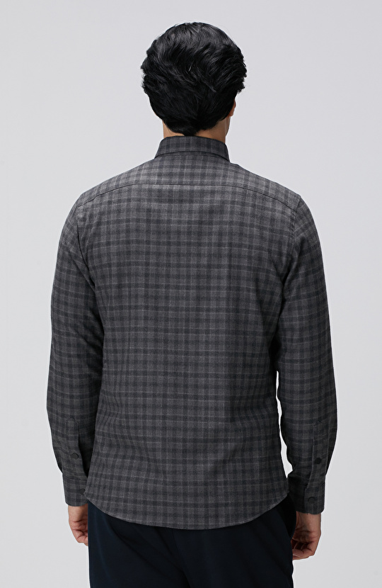 Antrasit Ekose Desenli Gömlek