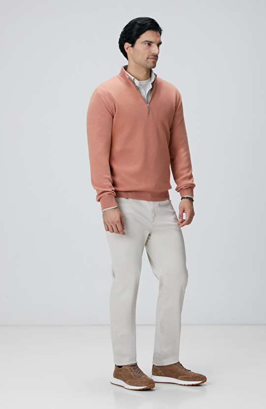 Bej Çizgi Desenli Gömlek