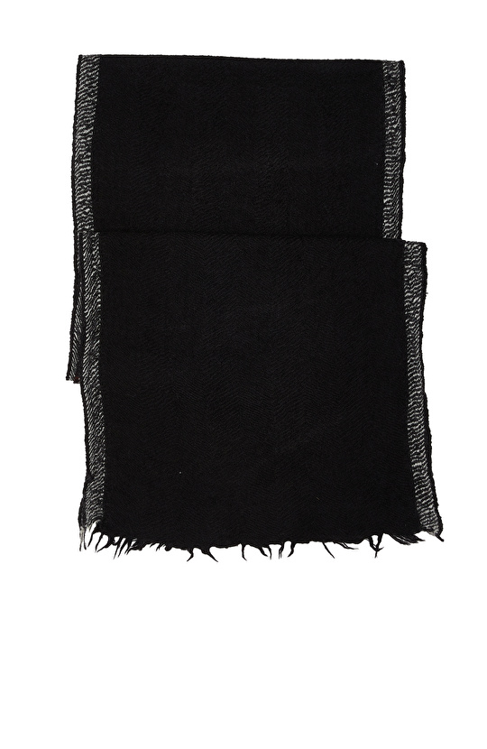 Siyah Yün İpek Karışımlı Unisex Şal