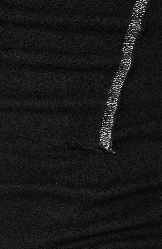 Siyah Yün İpek Karışımlı Unisex Şal