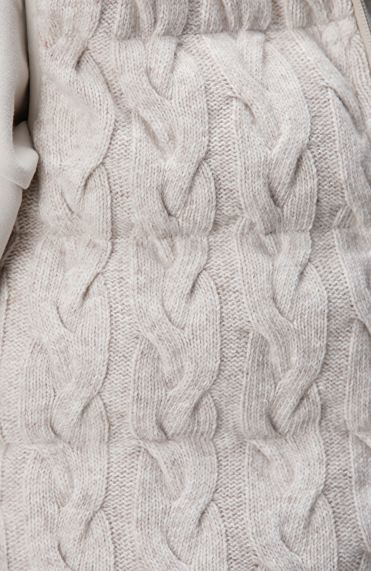 Bej Melanj Yün Karışımlı Triko Casual Yelek