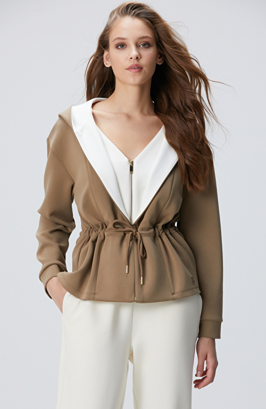 Haki Model Karışımlı Örme Ceket