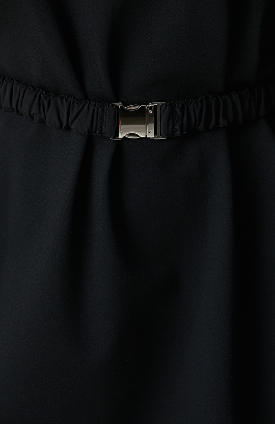 N-Tech Siyah Dokuma Garnili Mini Örme Elbise