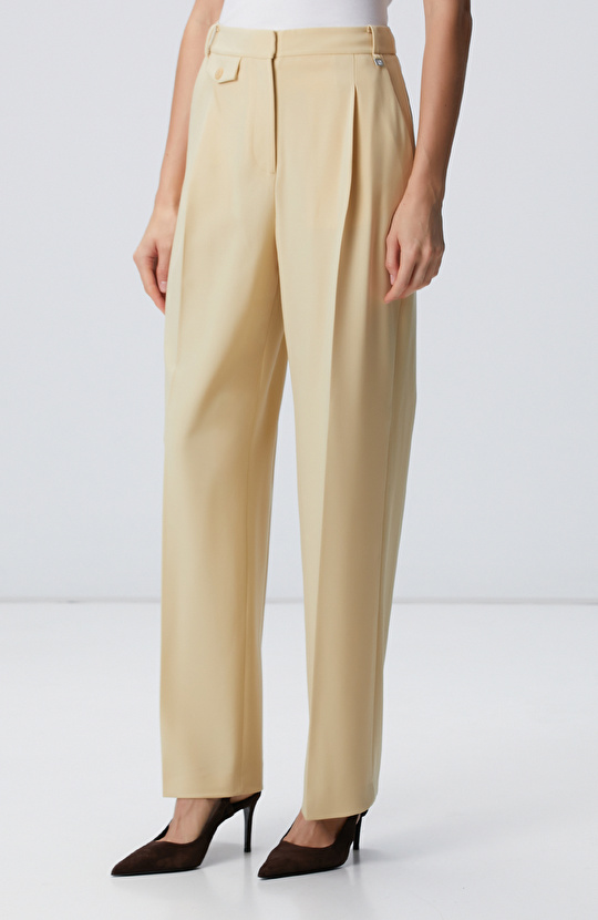 Sarı Yün Karışımlı Pantolon