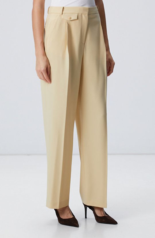 Sarı Yün Karışımlı Pantolon