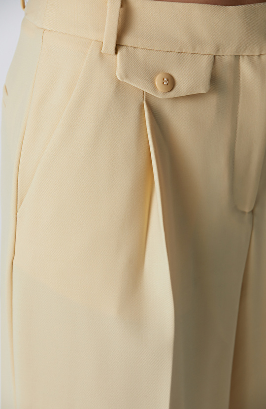 Sarı Yün Karışımlı Pantolon