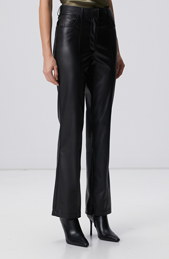 Siyah Vegan Deri Pantolon