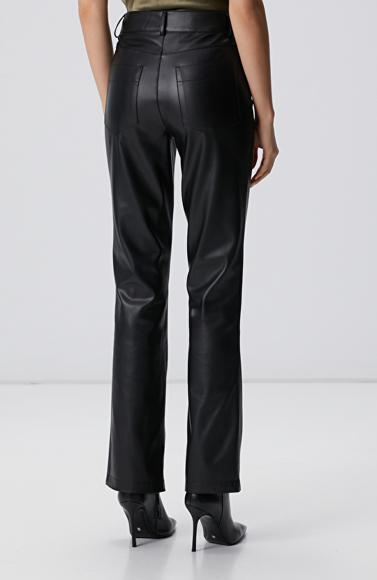 Siyah Vegan Deri Pantolon