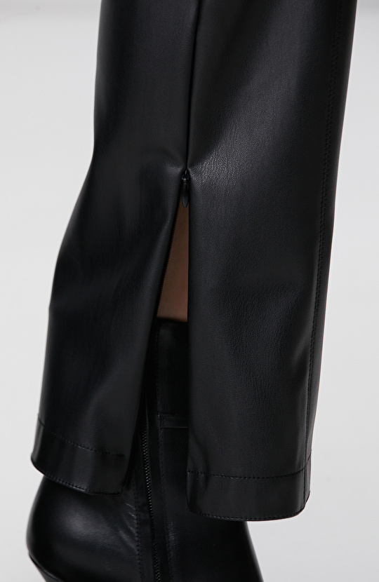 Siyah Vegan Deri Pantolon