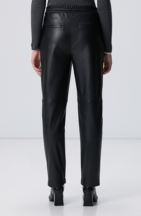 Siyah Vegan Deri Pantolon