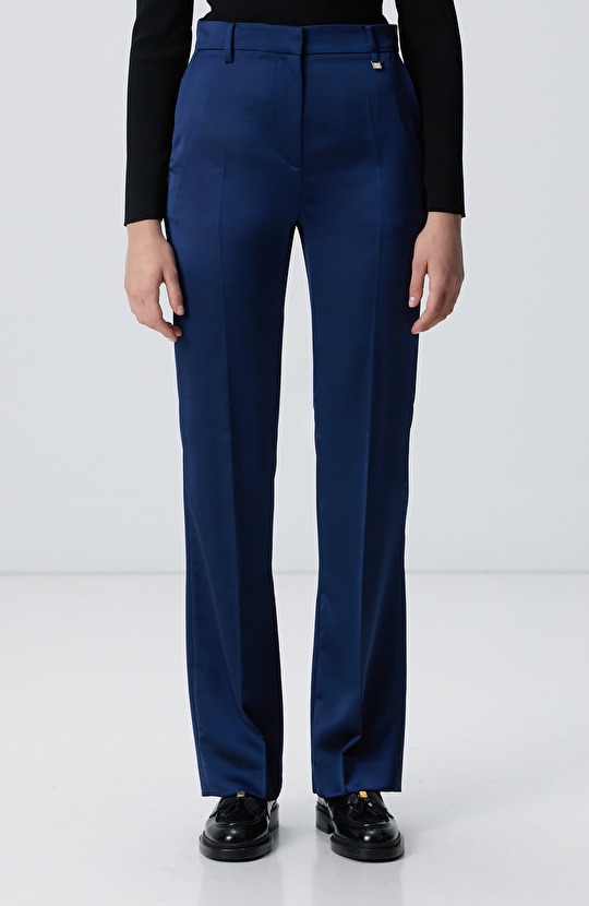 Gece Mavisi Saten Pantolon