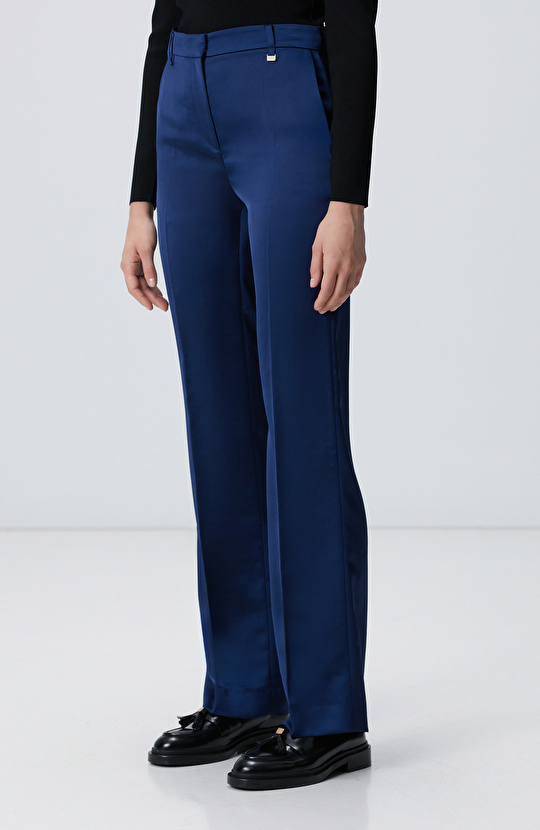 Gece Mavisi Saten Pantolon