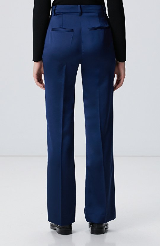 Gece Mavisi Saten Pantolon