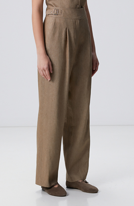 Vizon Melanj Keten Karışımlı Pantolon