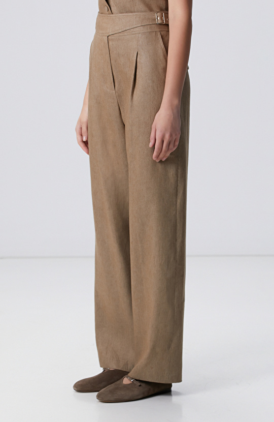 Vizon Melanj Keten Karışımlı Pantolon