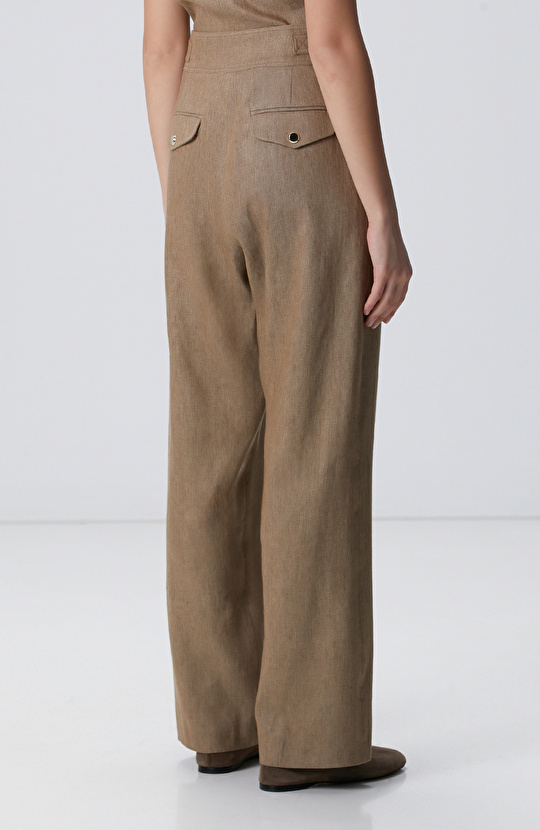 Vizon Melanj Keten Karışımlı Pantolon