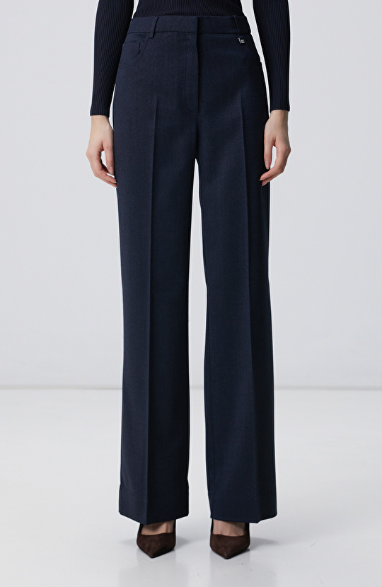 Lacivert Yün Karışımlı Pantolon