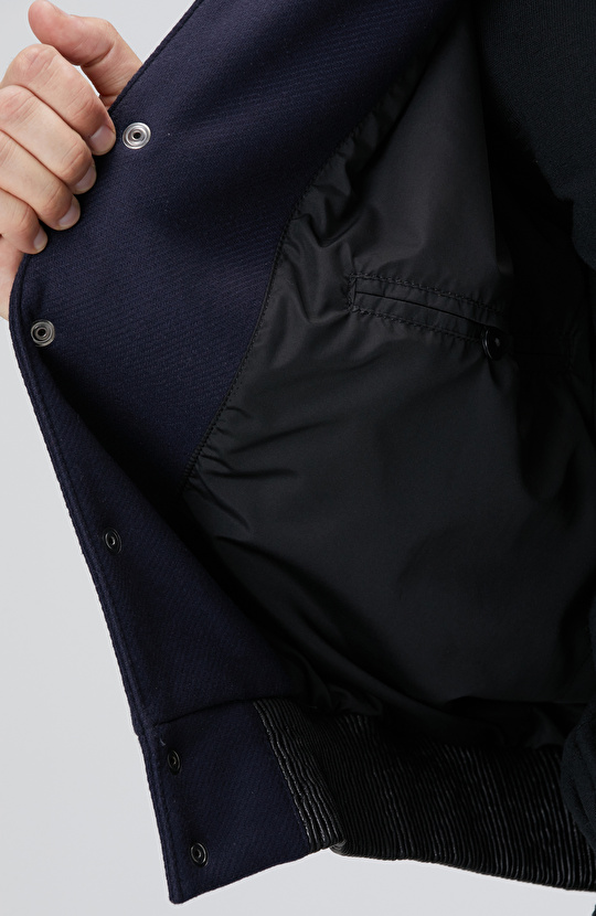 Lacivert Bomber Deri Mont