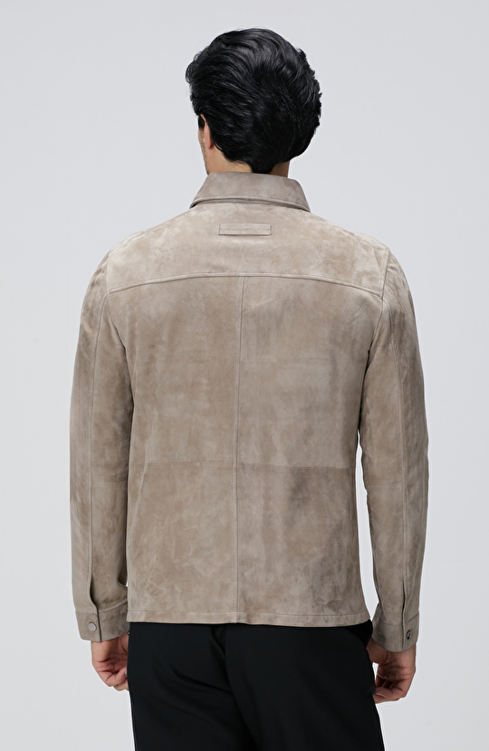 Vizon Çift Cep Detaylı Süet Deri Mont