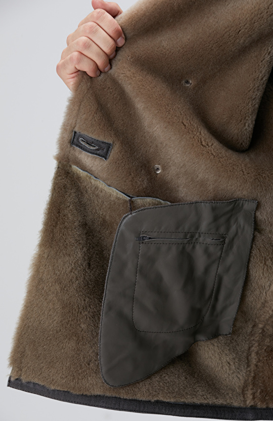 Limited Gri Merino Deri Kaban