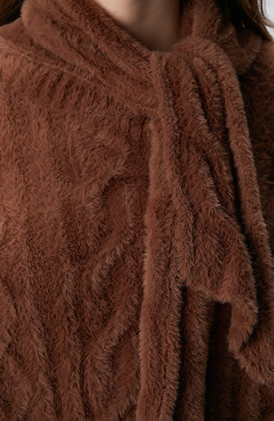 Acı Kahve Saç Örgü Kazak