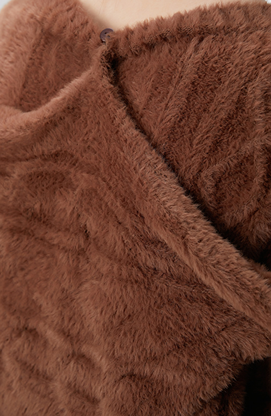 Acı Kahve Saç Örgü Kazak