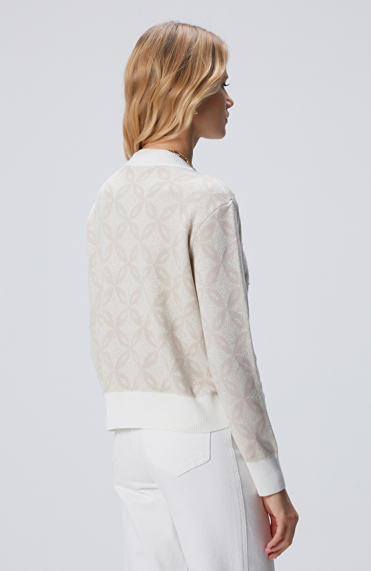 Kırık Beyaz Simli Triko Kazak