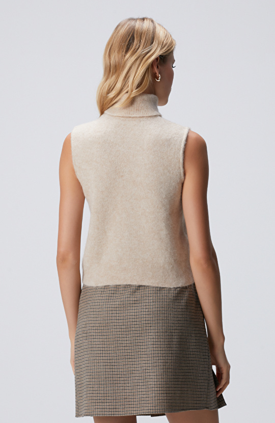 Limited Bej Melanj Alpaka Karışımlı Triko Kazak