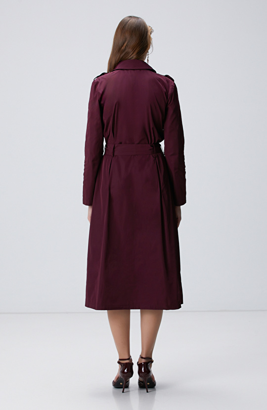 Vişne Midi Kuşaklı Elbise