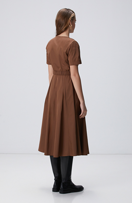 Tarçın Midi Tafta Elbise