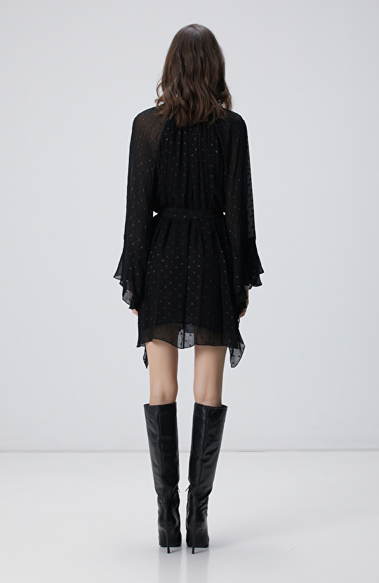 Siyah Desenli Mini Elbise