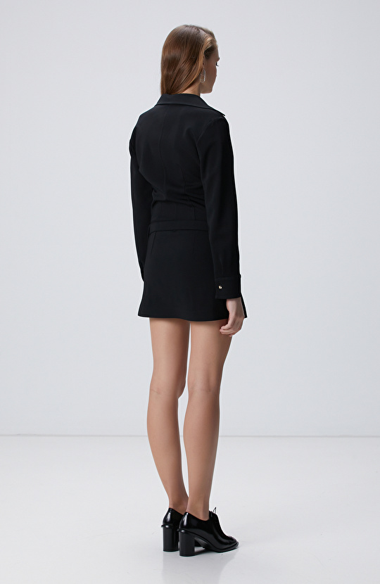 Siyah Mini Gömlek Elbise
