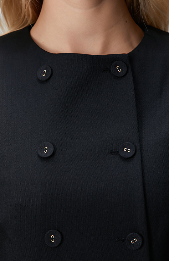 Siyah Blazer Mini Yün Elbise