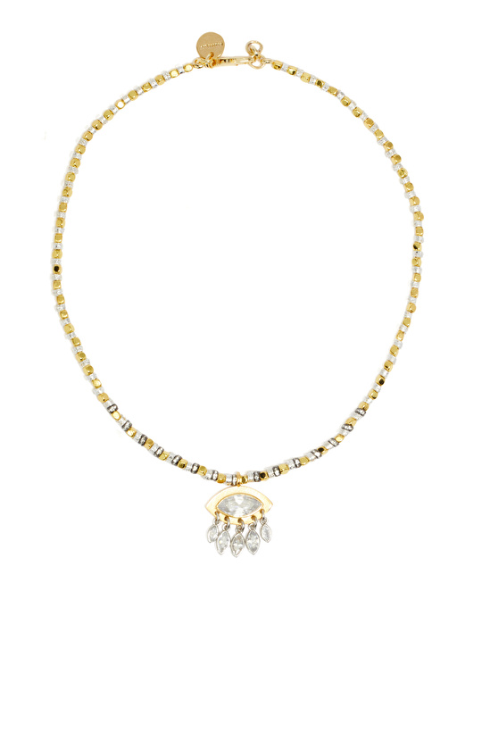 Silver Gold Doğal Taşlı Kadın Kolye