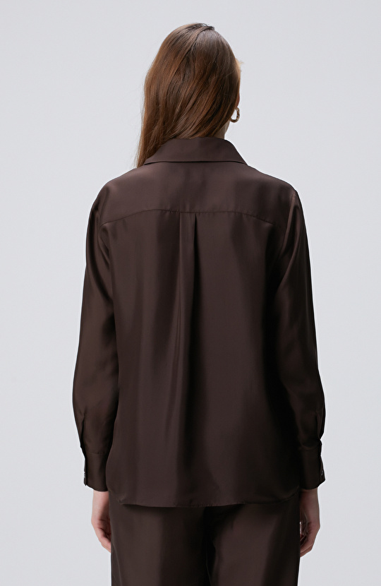 Limited Acı Kahve İpek Twill Gömlek