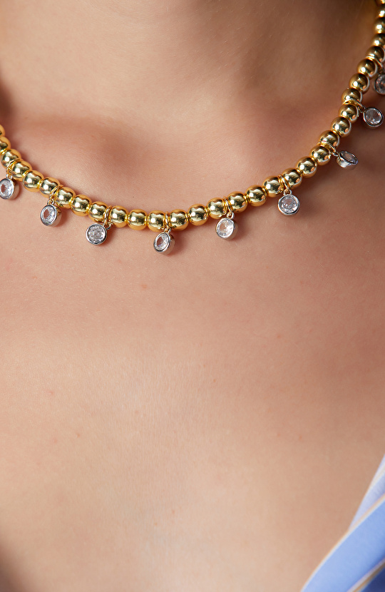 Gold Doğal Taşlı Kadın Kolye