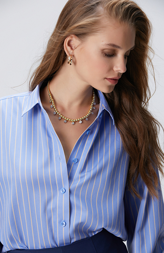 Gold Doğal Taşlı Kadın Kolye