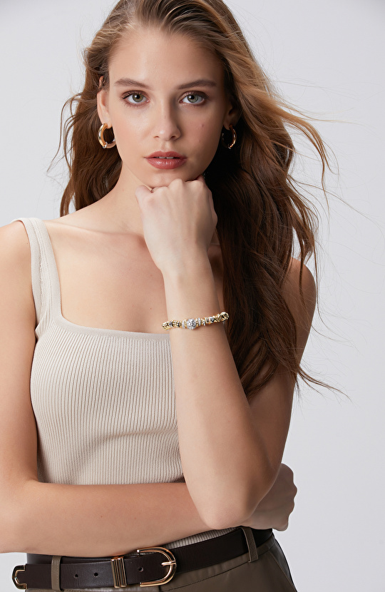 Gümüş Altın Rengi Kadın Bileklik