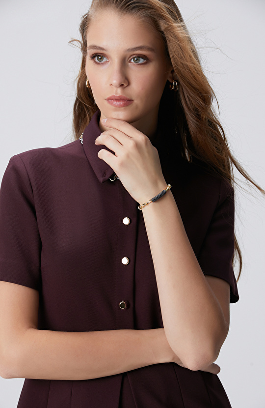 Silver Gold Doğal Taşlı Kadın Bileklik