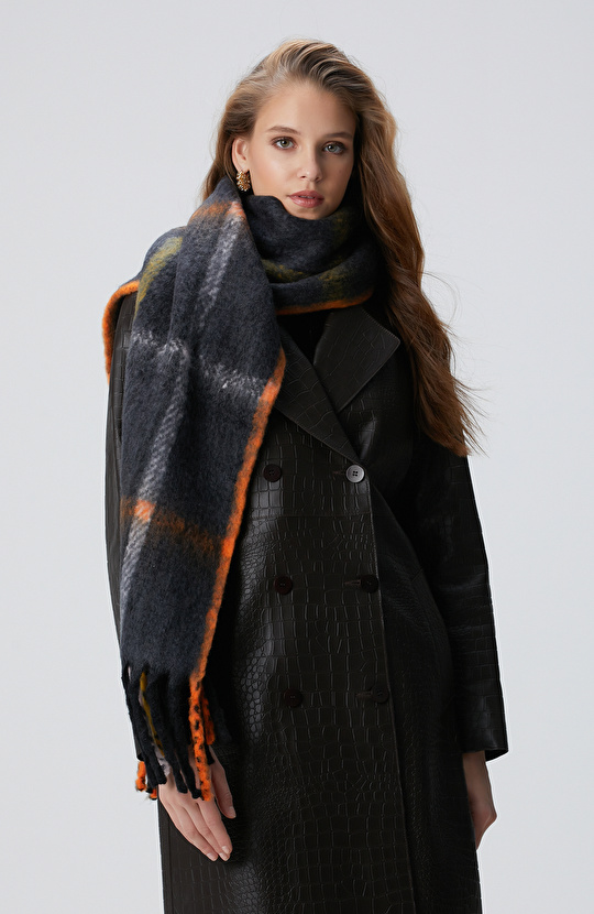 Renkli Kadın Yün Karışımlı Atkı