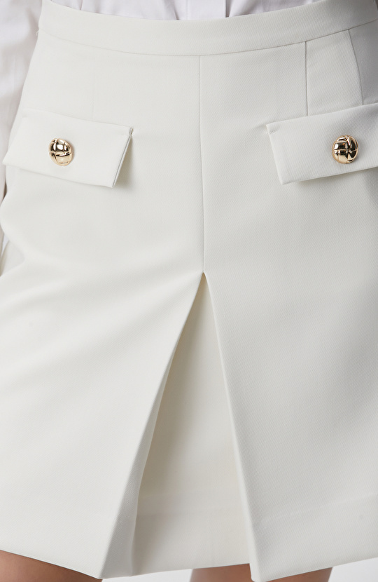Kırık Beyaz Evaze Mini Etek